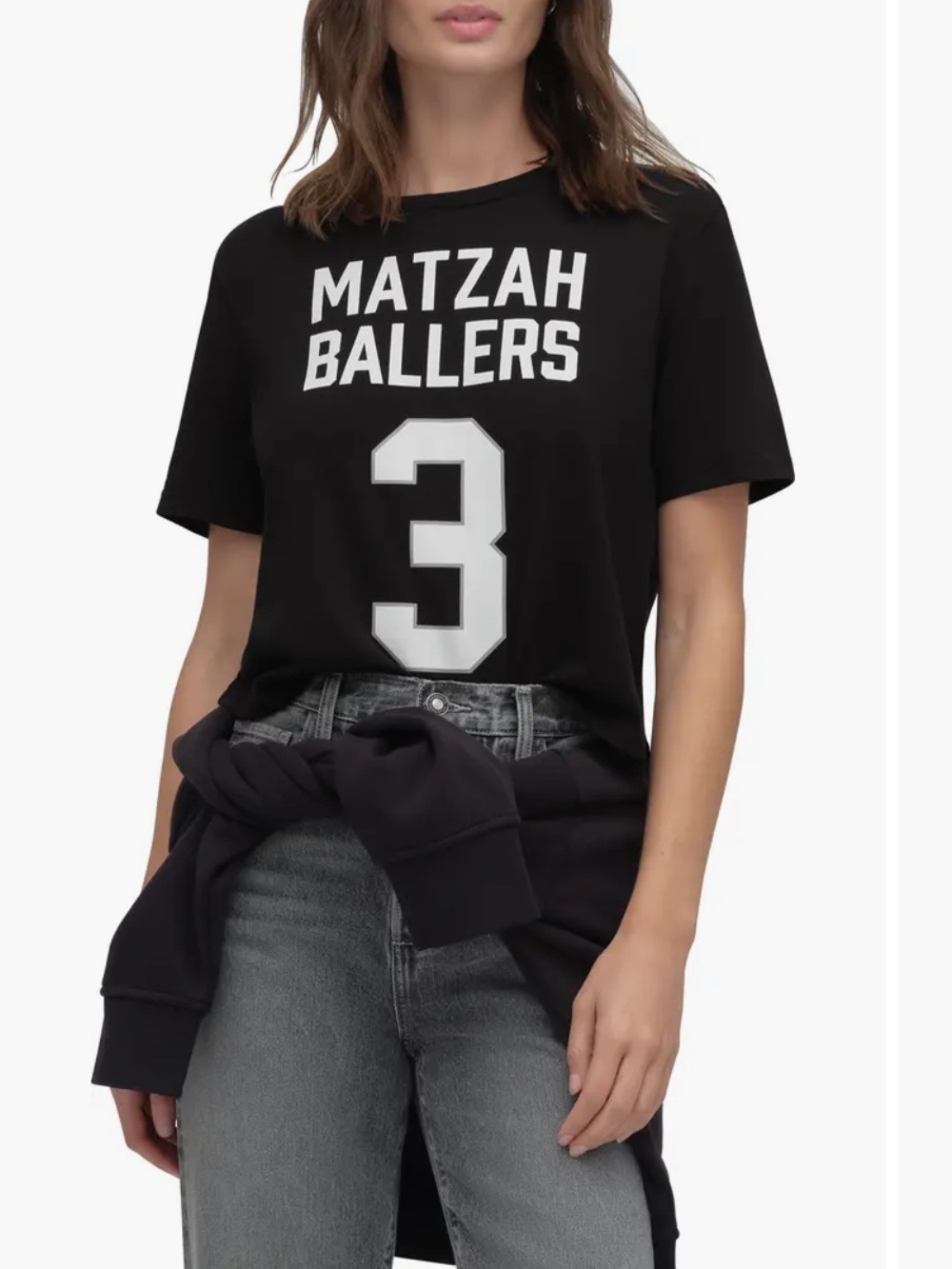 Favorite daughter Matzah Ballers Graphic Tee - Black with White Print xl